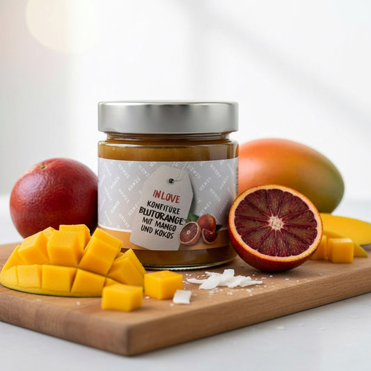 IN LOVE Blutorangen Konfitüre mit Mango und Kokos